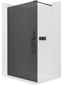 Sprchová zástěna Walk-in Onyx Cube L/P - 8 mm - hranatá vzpěra - černá matná, grafitové sklo - 30x200 cm