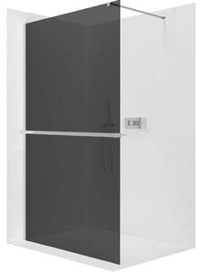 Sprchová zástěna Walk-in Onyx Cube L/P - 8 mm - hranatá vzpěra + polička/držák na ručníky - chrom, grafitové sklo - 30x200 cm