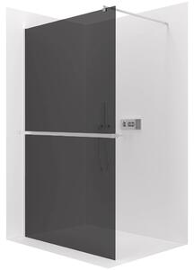 Sprchová zástěna Walk-in Onyx Cube L/P - 8 mm + polička/držák na ručníky - hranatá vzpěra - chrom, grafitové sklo - 120x200 cm