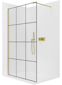 Sprchová zástěna Walk-in Onyx Cube L/P - 8 mm - hranatá vzpěra - zlatá, industriální sklo - 90x200 cm