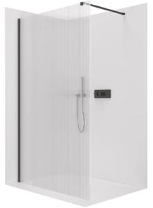 Sprchová zástěna Walk-in Onyx Cube L/P - 8 mm - hranatá vzpěra - černá matná, rýhované sklo - 50x200 cm