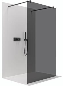 Sprchová zástěna Walk-in Onyx Duo L/P - 8 mm - kulatá vzpěra - černá matná, grafitové sklo - 50x200 cm