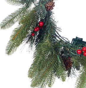 Osvícený vánoční věnec ⌀ 50 cm zelený WHITEHORN