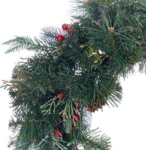 Osvícený vánoční věnec ⌀ 60 cm zelený ELBRUS