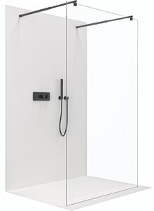 Sprchová zástěna Walk-in Onyx Duo L/P - 8 mm - kulatá vzpěra - černá matná, transparentní sklo - 50x200 cm