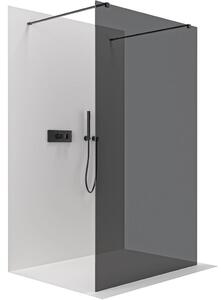 Sprchová zástěna Walk-in Onyx Duo L/P - 8 mm - hranatá vzpěra - černá matná, grafitové sklo - 50x200 cm