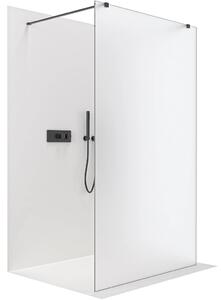 Sprchová zástěna Walk-in Onyx Duo L/P - 8 mm - hranatá vzpěra - černá matná, mléčné sklo - 60x200 cm