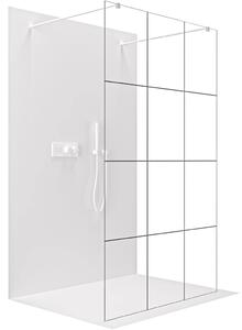 Sprchová zástěna Walk-in Onyx Duo L/P - 8 mm - hranatá vzpěra - bílá matná, industriální sklo - 90x200 cm