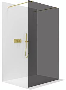Sprchová zástěna Walk-in Onyx Duo L/P - 8 mm - hranatá vzpěra - zlatá, grafitové sklo - 50x200 cm