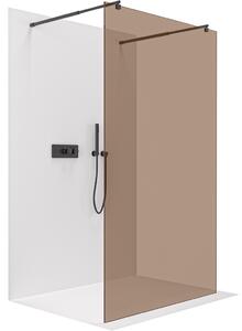 Sprchová zástěna Walk-in Onyx Duo L/P - 8 mm - kulatá vzpěra - černá matná, bronzové sklo - 50x200 cm