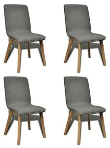 Jídelní židle 4 ks světle šedé textil a masivní dubové dřevo