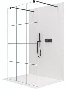 Sprchová zástěna Walk-in Onyx Duo L/P - 8 mm - kulatá vzpěra - černá matná, industriální sklo - 150x200 cm