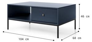 Konferenční stolek Pernilla (police, 2x zásuvka, modrá)