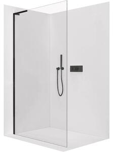 Sprchová zástěna Walk-in Onyx L-levá vzpěra - 8 mm - černá matná, transparentní sklo - 30x200 cm