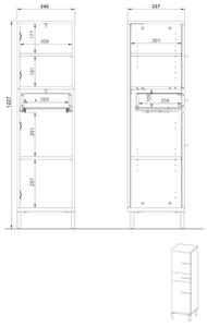 Koupelnová skříňka Linden (34x123x34 cm, ořech / bílá)