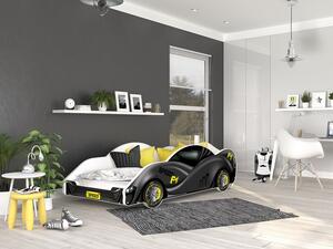 AJK Dětská postel auto 180x90 cm - závoďák černý