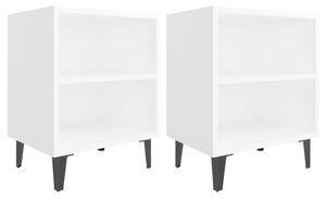 Noční stolky s kovovými nohami 2 ks bílé 40 x 30 x 50 cm