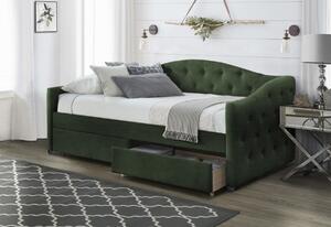 Čalouněná postel TANARO, 90x200, tmavě zelená + rošt