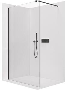 Sprchová zástěna Walk-in Onyx Round L/P - 6 mm - černá matná, transparentní sklo - 80x190 cm
