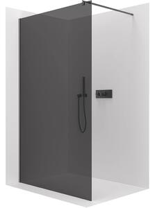 Sprchová zástěna Walk-in Onyx Round L/P - 8 mm - kulatá vzpěra - černá matná, grafitové sklo - 30x200 cm