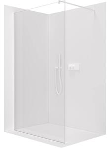 Sprchová zástěna Walk-in Onyx Round L/P - 8 mm - kulatá vzpěra - bílá matná, transparentní sklo - 30x200 cm