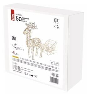 Vánoční LED sobí spřežení Emos DCFC28, teplá bílá, 47 cm