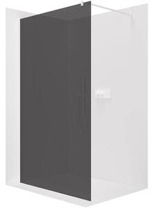 Sprchová zástěna Walk-in Onyx Round L/P - 8 mm - kulatá vzpěra - bílá matná, grafitové sklo - 30x200 cm