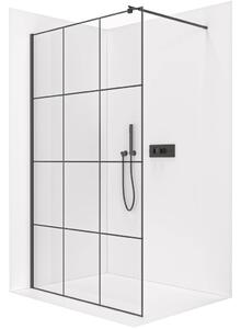 Sprchová zástěna Walk-in Onyx Round L/P - 8 mm - kulatá vzpěra - černá matná, industriální sklo - 90x200 cm