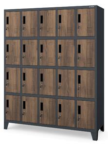 Skříň s přihrádkami ROBERT, 1360 x 1720 x 450 mm, Eco Design: antracitová/ ořech