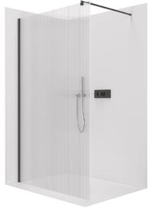 Sprchová zástěna Walk-in Onyx Round L/P - 8 mm - kulatá vzpěra - černá matná, rýhované sklo - 50x200 cm