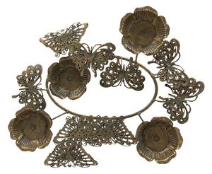 Bronzový antik kovový svícen na čajové svíčky Květiny - 35*31*12 cm