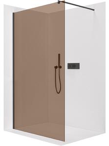 Sprchová zástěna Walk-in Onyx Round L/P - 8 mm - kulatá vzpěra - černá matná, bronzové sklo - 50x200 cm