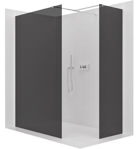 Sprchová zástěna Walk-in Onyx T L/P - 8 mm - hranatá vzpěra - chrom, grafitové sklo - 30x30x200 cm