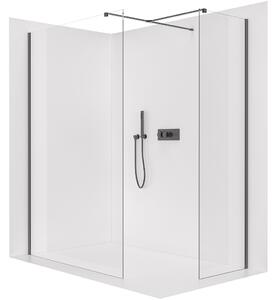 Sprchová zástěna Walk-in Onyx T L/P - 8 mm - hranatá vzpěra - černá matná, transparentní sklo - 30x30x200 cm