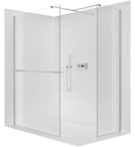 Sprchová zástěna Walk-in Onyx T L/P - 8 mm - hranatá vzpěra + polička/držák na ručníky - chrom, transparentní sklo - 40x30x200 cm