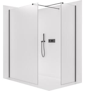 Sprchová zástěna Walk-in Onyx T L/P - 8 mm - hranatá vzpěra - černá matná, mléčné sklo - 30x30x200 cm