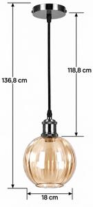 BRILAGI -LED Lustr na lanku RETRO GLASS 1xE27/60W/230V pr. 18cm černá/kouř hnědá