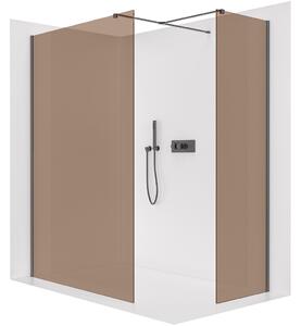 Sprchová zástěna Walk-in Onyx T L/P - 8 mm - hranatá vzpěra - černá matná, bronzové sklo - 50x50x200 cm