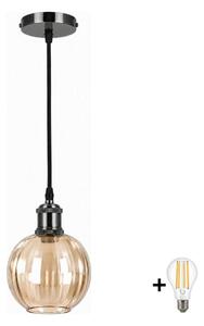BRILAGI -LED Lustr na lanku RETRO GLASS 1xE27/60W/230V pr. 18cm černá/kouř hnědá