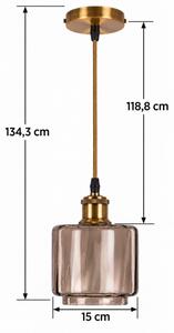BRILAGI-LED Lustr na lanku RETRO GLASS 1xE27/60W/230V pr. 15cm zlatá/kouř béžová