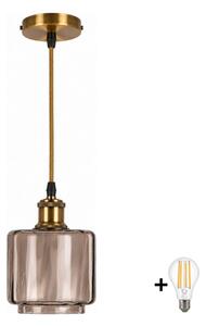 BRILAGI-LED Lustr na lanku RETRO GLASS 1xE27/60W/230V pr. 15cm zlatá/kouř béžová