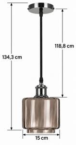 BRILAGI-LED Lustr na lanku RETRO GLASS 1xE27/60W/230V pr. 15cm černá/kouř béžová