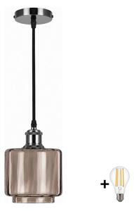 BRILAGI-LED Lustr na lanku RETRO GLASS 1xE27/60W/230V pr. 15cm černá/kouř béžová