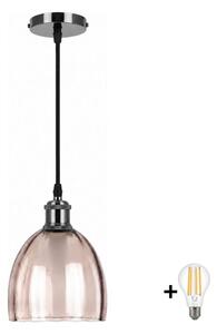 BRILAGI-LED Lustr na lanku RETRO GLASS 1xE27/60W/230V pr. 17cm černá/kouř béžová
