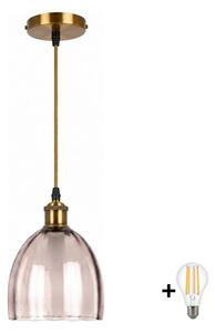 BRILAGI-LED Lustr na lanku RETRO GLASS 1xE27/60W/230V pr. 17cm zlatá/kouř béžová