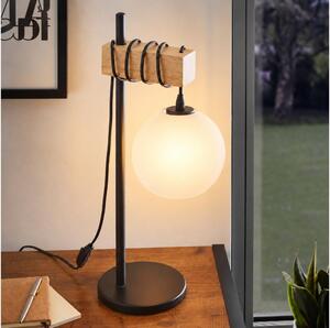 BRILAGI - Stolní lampa WOOD GLASS 1xE27/40W/230V hnědá/černá/bílá