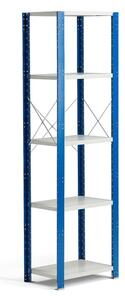 AJ Produkty Kovový regál MIX, 2100x665x400 mm, modrý, šedé police