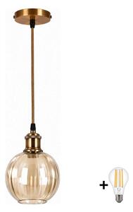 BRILAGI -LED Lustr na lanku RETRO GLASS 1xE27/60W/230V pr. 18cm zlatá/kouř hnědá