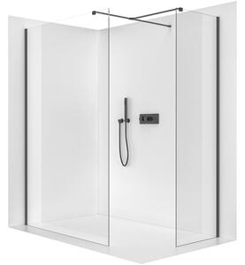 Sprchová zástěna Walk-in Onyx T L/P - 8 mm - hranatá vzpěra - černá matná, transparentní sklo - 100x50x200 cm