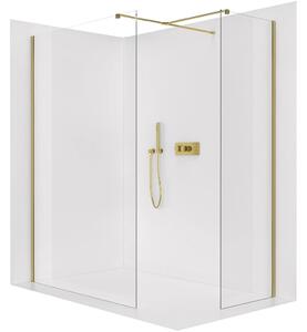 Sprchová zástěna Walk-in Onyx T L/P - 8 mm - hranatá vzpěra - zlatá, transparentní sklo - 30x30x200 cm